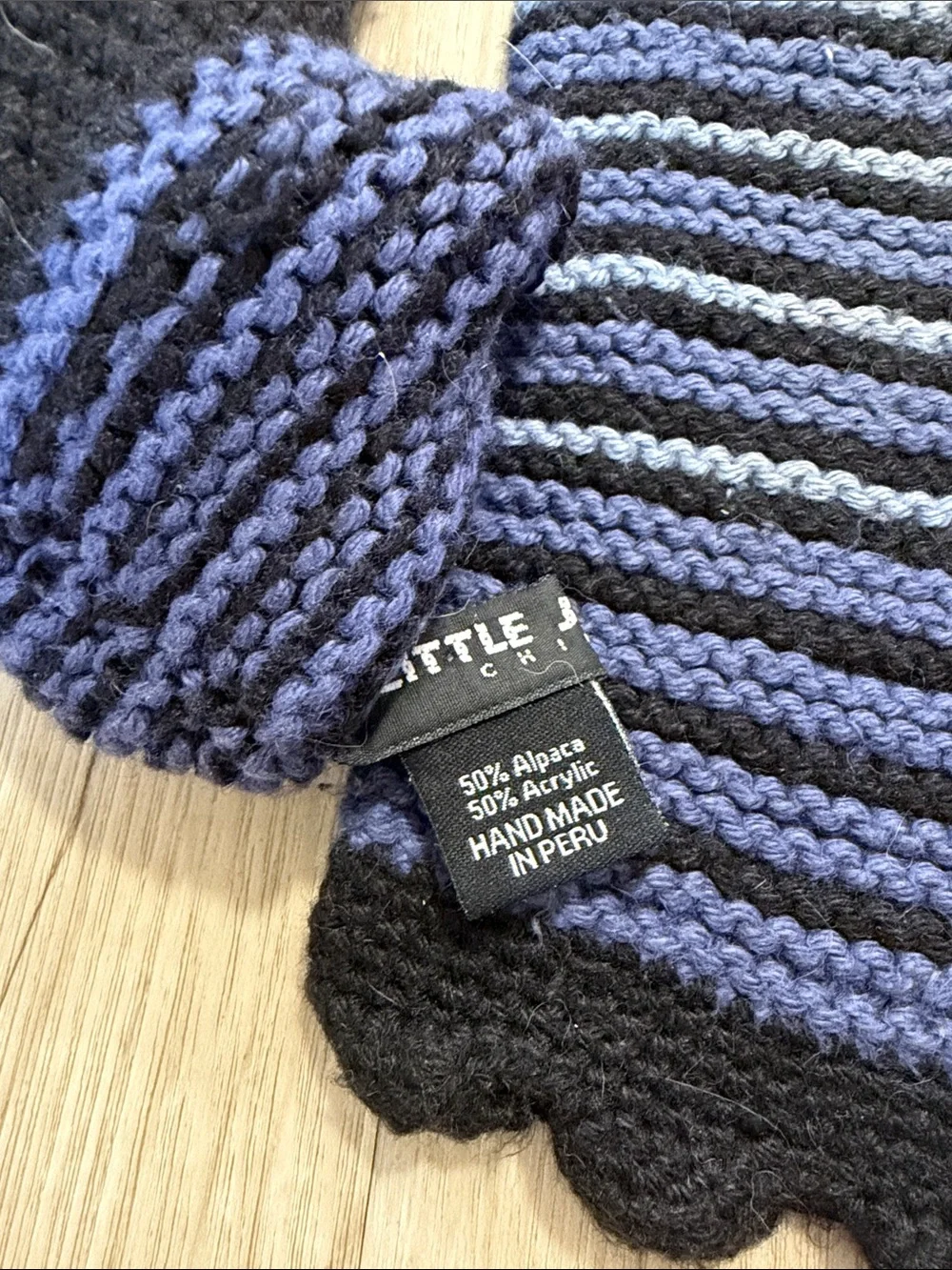 Little Journey Chicago Alpaca Blend Hat & Mittens Set Handmade Peru Floral Knit
